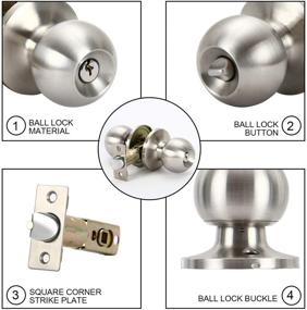 img 2 attached to 🚪 Satin Stainless Steel Rulart Door Knob with Lock and Key: Ideal for Interior, Bathroom, and Bedroom Doors (Entry, Silver)