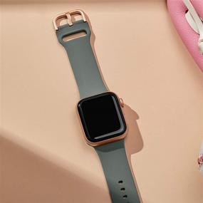 img 3 attached to 🍏 Adepoy Оливковые зеленые силиконовые спортивные браслеты для Apple Watch 40 мм / 38 мм, классические пряжки для замены ремешка для iWatch Series SE 6 5 4 3 2 1, женщины мужчины совместимы