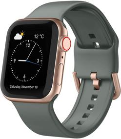 img 4 attached to 🍏 Adepoy Оливковые зеленые силиконовые спортивные браслеты для Apple Watch 40 мм / 38 мм, классические пряжки для замены ремешка для iWatch Series SE 6 5 4 3 2 1, женщины мужчины совместимы