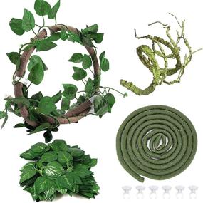 img 4 attached to 🦎 Flexible 9.8FT Reptile Leaves with Suction Cups - Hamiledyi Lizard Habitat Decor for Gecko, Snakes, Chameleon, Bearded Dragon - Climbing Jungle Vines
