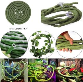 img 1 attached to 🦎 Flexible 9.8FT Reptile Leaves with Suction Cups - Hamiledyi Lizard Habitat Decor for Gecko, Snakes, Chameleon, Bearded Dragon - Climbing Jungle Vines
