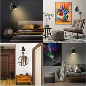 img 3 attached to 🔌 Set of 2 Plug-in Wall Sconces, YiaMia Swing Arm Wall Lamps in Black and Brass Finish, Vintage Industrial Style Wall Mounted Light Fixtures with Dimmable Switch for Bedroom, Living Room, Vanity, Study Desk, Office, Hallway