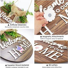 img 1 attached to 🚪 Versatile Interchangeable Seasonal Welcome Sign: Wooden Front Door Hanger with 14 Icons - Ideal Rustic Farmhouse Decor for Housewarming & Christmas Gifts