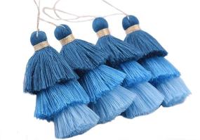 img 2 attached to 🎀 KONMAY Set of 4 Tri-Layered Tassels with Hanging Loop for Jewelry Making and Clothing