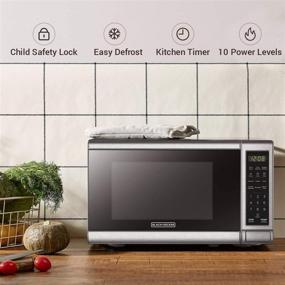 img 2 attached to 🔘 Black+Decker EM720CB7 0.7 Cu.ft Stainless Steel Digital Microwave Oven with Turntable, Push-Button Door, Child Safety Lock, 700W Power