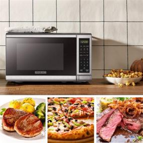 img 1 attached to 🔘 Black+Decker EM720CB7 0.7 Cu.ft Stainless Steel Digital Microwave Oven with Turntable, Push-Button Door, Child Safety Lock, 700W Power