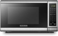 🔘 black+decker em720cb7 0.7 cu.ft stainless steel digital microwave oven with turntable, push-button door, child safety lock, 700w power логотип