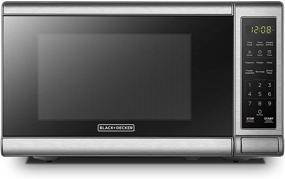 img 4 attached to 🔘 Black+Decker EM720CB7 0.7 Cu.ft Stainless Steel Digital Microwave Oven with Turntable, Push-Button Door, Child Safety Lock, 700W Power