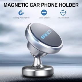 img 1 attached to 📱 MEIDI Magnetic Car Phone Mount - Universal 360° Rotation Dashboard Cell Phone Holder for iPhone X/8/7/6/5, Galaxy S8/S7/S6, GPS, Light Tablets and More (Silver)