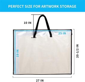 img 3 attached to 🖼️ SUNEE 19x25 Art Portfolio Bag: Vinyl Organizer with Handle, Zippered Storage for Artwork, Posters, and Bulletin Boards