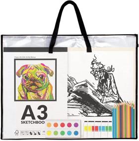img 4 attached to 🖼️ SUNEE 19x25 Art Portfolio Bag: Vinyl Organizer with Handle, Zippered Storage for Artwork, Posters, and Bulletin Boards