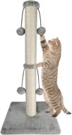 🐱 dimaka vertical cat scratching post with toy ball - white and grey, natural sisal for large cats logo