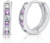 💎 sophisticated sterling silver cubic zirconia huggie hoop earrings - 0.5'' diameter logo