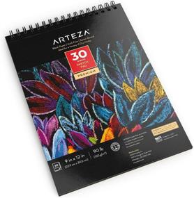 img 3 attached to 🎨 Arteza Black Sketch Pad 9x12 Inch, 30 Sheets - Premium Quality 90lb/150gsm Heavyweight Paper - Ideal for Graphite, Colored Pencils, Charcoal, and more!