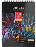 🎨 альбом для черчения arteza black 9x12 дюйма, 30 листов - бумага премиум-качества, весом 90 фунтов/150 г/м² - идеально подходит для графитовых карандашей, цветных карандашей, угля и многого другого! логотип