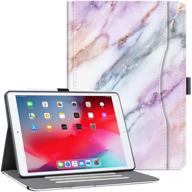 📱 vimorco ipad 10.2 inch 7th/8th/9th generation 2019/2020/2021 case - folio stand cover with pocket, multi-angle stand, auto wake/sleep, hand strap & pencil holder - pink marble logo