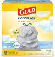 🗑️ glad forceflex protection series: 110 шт 13 гал тонкие кухонные мусорные мешки с ароматом свежести и фебрезе - упаковка может отличаться логотип