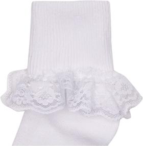 img 2 attached to Adorable Jefferies Socks Big Eyelet Turn Cuff/Fancy Lace Girls Socks 3 Pack - Fashionable and Comfortable!