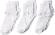 adorable jefferies socks big eyelet turn cuff/fancy lace girls socks 3 pack - fashionable and comfortable! logo