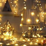 33ft plug in led star fairy string lights, waterproof & extendable for indoor/outdoor, wedding party, christmas tree, new year, garden decoration - warm white логотип