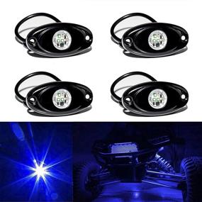 img 4 attached to 🚙 Enhance Your Vehicle's Style with Waterproof LED Rock Lights 4PODS for Offroad Adventures - Blue