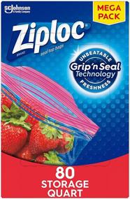 img 4 attached to Улучшенные пакеты для хранения продуктов Ziploc Кварт с технологией Grip 'n Seal - удобные ручки для открытия и закрытия - 80 штук