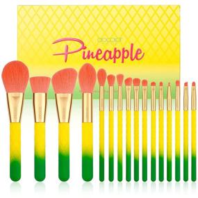 img 4 attached to 🍍 Pineapple Makeup Brush Set by Docolor - 16 Pc Premium Synthetic Kabuki Brushes for Full Coverage Foundation, Blending Face Powder, Blush, Concealers, Eyeshadow - Summer Gift