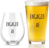 engaged af wine glass and beer glass set: hilarious mr and mrs engagement or wedding gift - perfect for couples, newlyweds, and anniversaries logo