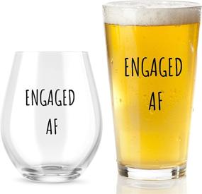 img 4 attached to Engaged AF Wine Glass and Beer Glass Set: Hilarious Mr and Mrs Engagement or Wedding Gift - Perfect for Couples, Newlyweds, and Anniversaries