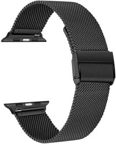 img 3 attached to TRUMiRR Black Mesh Woven Stainless Steel Watchband for Apple Watch Series 6 42mm 44mm – Premium Replacement Strap for Men and Women, Compatible with iWatch Apple Watch SE Series 6 5 4 3 2 1 42mm 44mm