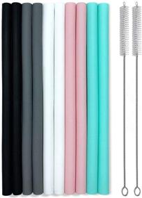 img 4 attached to 10-Piece Silicone Straws Set - Smoothies Straws for Yeti/Rtic/Ozark Tumblers - Reusable & Safe for Kids - Extra Long & Flexible - Includes Cleaning Brushes