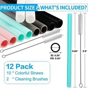 img 3 attached to 10-Piece Silicone Straws Set - Smoothies Straws for Yeti/Rtic/Ozark Tumblers - Reusable & Safe for Kids - Extra Long & Flexible - Includes Cleaning Brushes