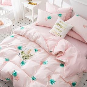 img 3 attached to 🍍 Pink Pineapple Twin Size Duvet Cover Set - 100% Cotton Soft and Lightweight Comforter Cover, Ideal Girls Bedding for Cute Kids Room Decor