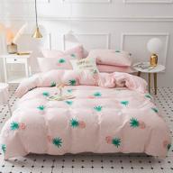 🍍 pink pineapple twin size duvet cover set - 100% cotton soft and lightweight comforter cover, ideal girls bedding for cute kids room decor logo