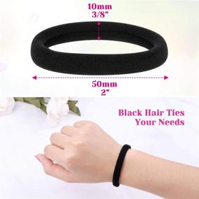 img 1 attached to 💇 Anezus 50 Pcs Thick Black Hair Ties: Extra-Large Elastic Ponytail Holders for Thick, Heavy, and Curly Hair - Bulk Hair Ties for Maximum Stretch and Grip