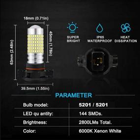 img 1 attached to 🔦 Enhance Visibility with JDM ASTAR 144-EX Chipsets 5202 5201 LED Fog Light Bulbs: Brilliant White Illumination with Projector