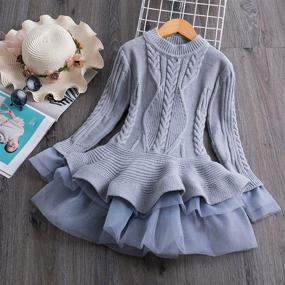 img 3 attached to 🎄 NNJXD Girls Long Sleeve Knit Sweater Christmas Dress: Cozy Autumn-Winter Casualwear