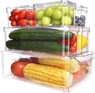 🥦 clear plastic fridge organizer set with lids - stackable refrigerator bins for kitchen storage and organization - bpa-free pantry storage for food, drinks, fruits, and vegetables логотип