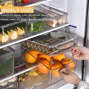 img 3 attached to 🥦 Clear Plastic Fridge Organizer Set with Lids - Stackable Refrigerator Bins for Kitchen Storage and Organization - BPA-Free Pantry Storage for Food, Drinks, Fruits, and Vegetables