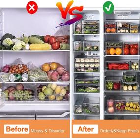 img 1 attached to 🥦 Clear Plastic Fridge Organizer Set with Lids - Stackable Refrigerator Bins for Kitchen Storage and Organization - BPA-Free Pantry Storage for Food, Drinks, Fruits, and Vegetables