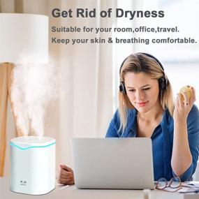 img 3 attached to 💧 2L Cool Mist Humidifier for Bedroom - Portable USB Desk Humidifier with 2 Mist Modes, Quiet Ultrasonic Technology, 7-Color Light, Auto Shut-Off - Ideal for Travel and Home Use