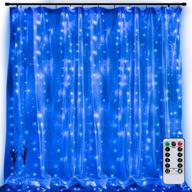 brightown hanging curtain lights - 9.8ft dimmable 300-leds with remote, 8 modes, timer - blue indoor outdoor décor логотип