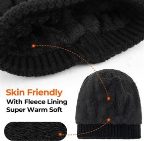 img 3 attached to Womens Winter Knitted Beanie Black