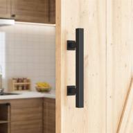 🚪 smartstandard 10" heavy duty sliding barn door handle: ideal pull and flush set for gate, furniture, kitchen cabinet, closet, and drawer - black square design логотип