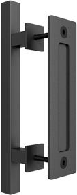 img 2 attached to 🚪 SMARTSTANDARD 10" Heavy Duty Sliding Barn Door Handle: Ideal Pull and Flush Set for Gate, Furniture, Kitchen Cabinet, Closet, and Drawer - Black Square Design