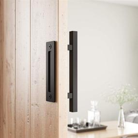 img 1 attached to 🚪 SMARTSTANDARD 10" Heavy Duty Sliding Barn Door Handle: Ideal Pull and Flush Set for Gate, Furniture, Kitchen Cabinet, Closet, and Drawer - Black Square Design