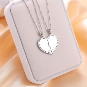 img 1 attached to 👭 S925 Sterling Silver Best Friend Couple Bestie Necklaces Heart 2 Piece: Perfect Gifts for Women, Teen Girls, and BFFs - Friendship Pendant Necklace Set