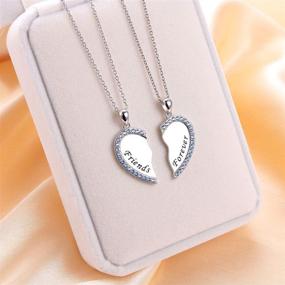 img 2 attached to 👭 S925 Sterling Silver Best Friend Couple Bestie Necklaces Heart 2 Piece: Perfect Gifts for Women, Teen Girls, and BFFs - Friendship Pendant Necklace Set