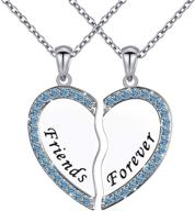 👭 s925 sterling silver best friend couple bestie necklaces heart 2 piece: perfect gifts for women, teen girls, and bffs - friendship pendant necklace set logo