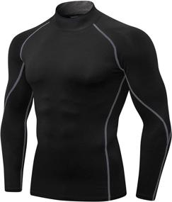 img 1 attached to 3-Pack Mens Audoc Compression Long Sleeve Athletic Base Layer Workout T-Shirts